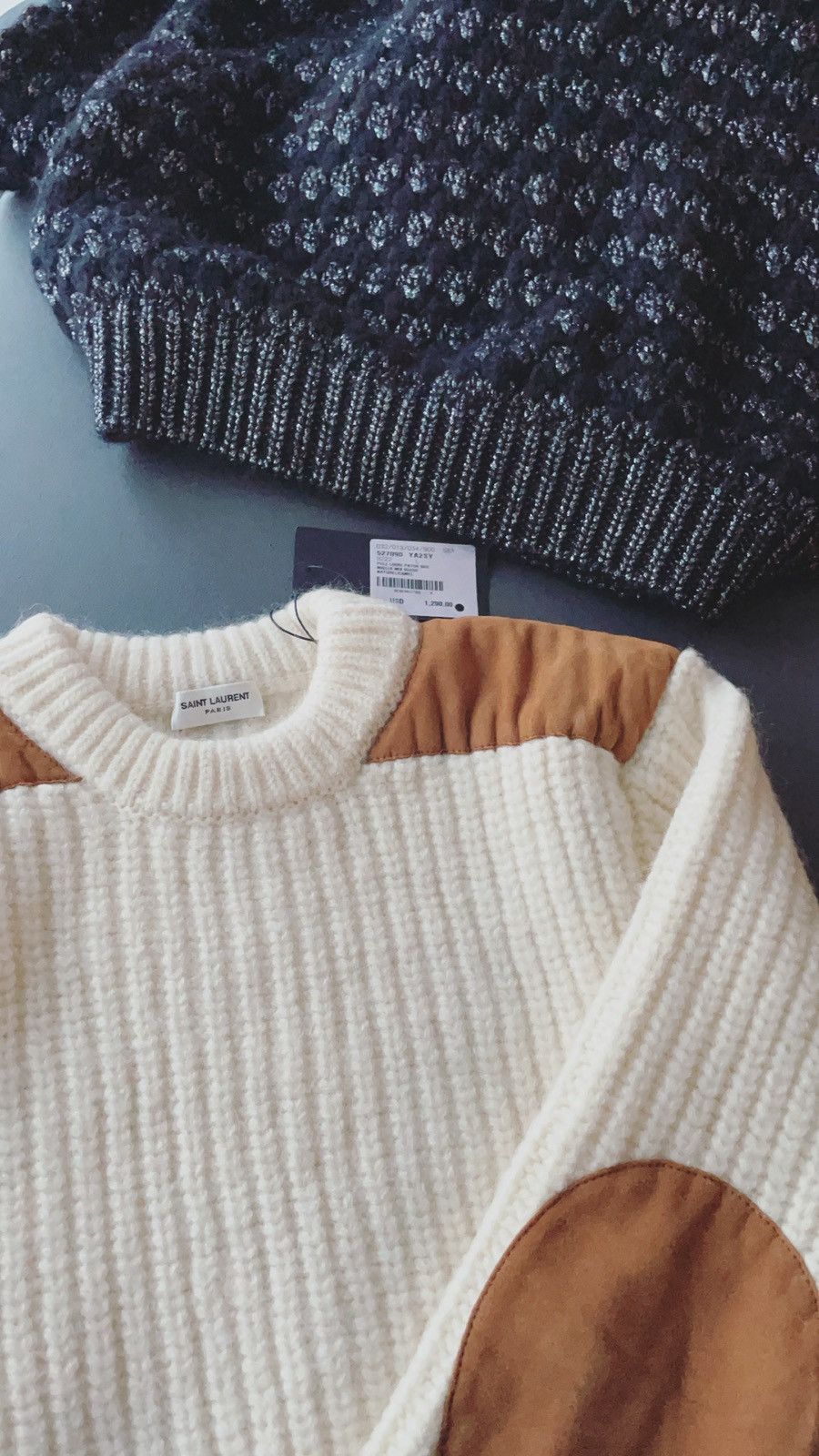 Hedi Slimane × Saint Laurent Paris × Yves Saint Laurent Rare $1,550Value Sold Out Limited Leather Patch Wool Sweater Size M / US 6-8 / IT 42-44 - 20 Thumbnail