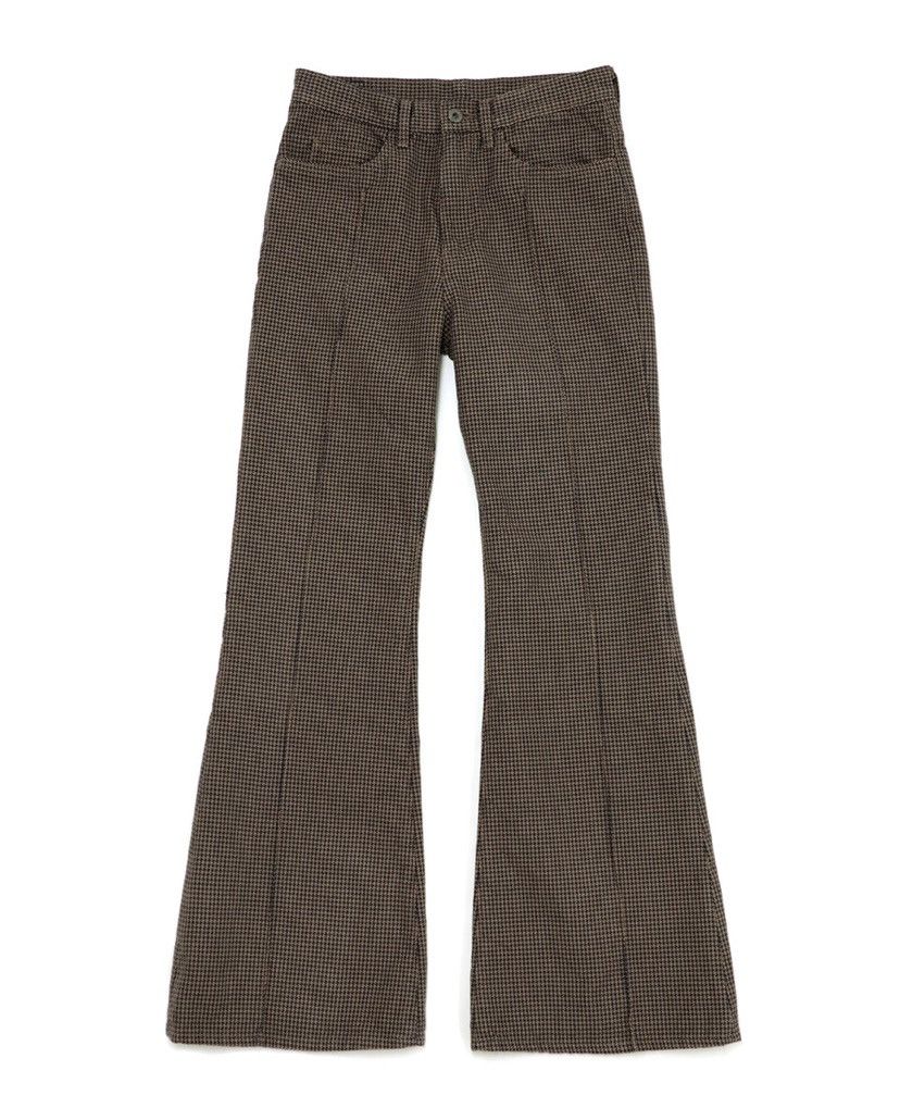 image of Kapital Cotton Houndstooth Check Flare Pants 36Inch in Brown, Men's