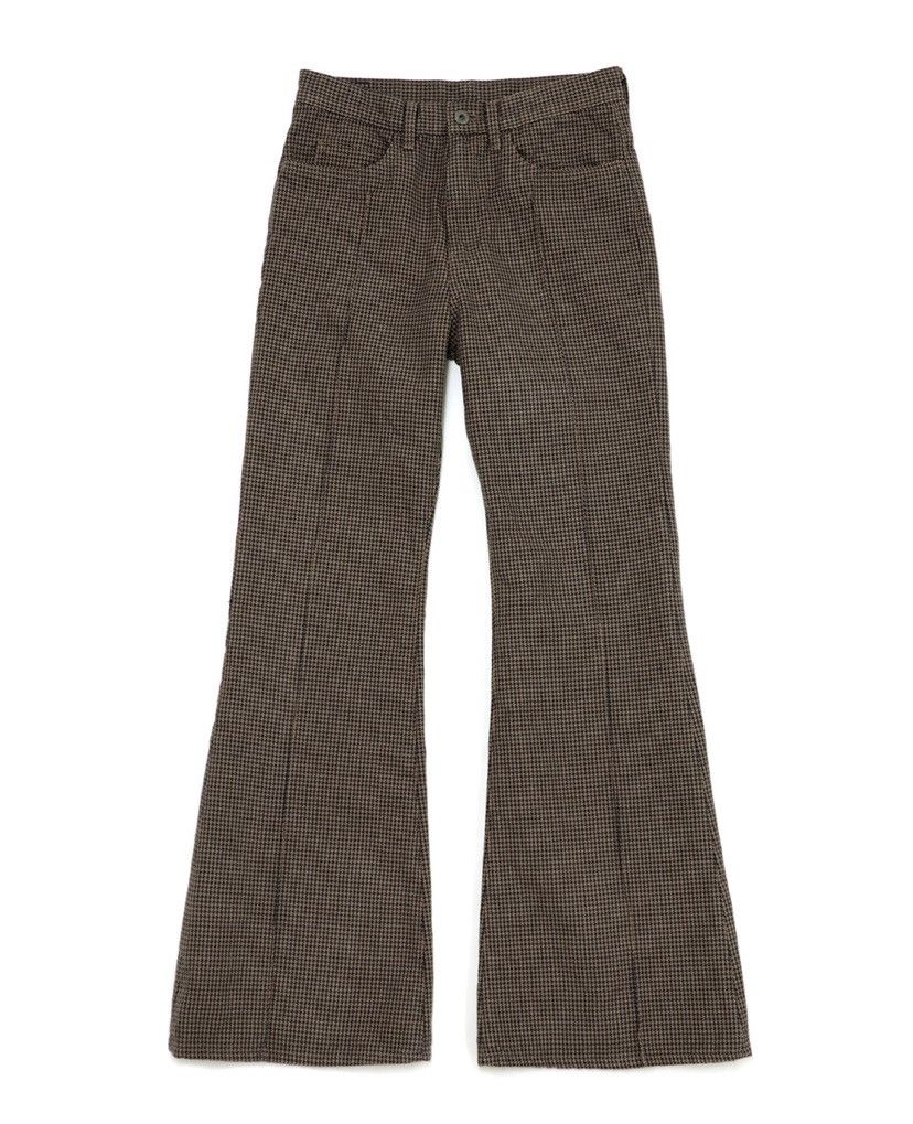 image of Kapital Cotton Houndstooth Check Flare Pants 38Inch in Brown, Men's