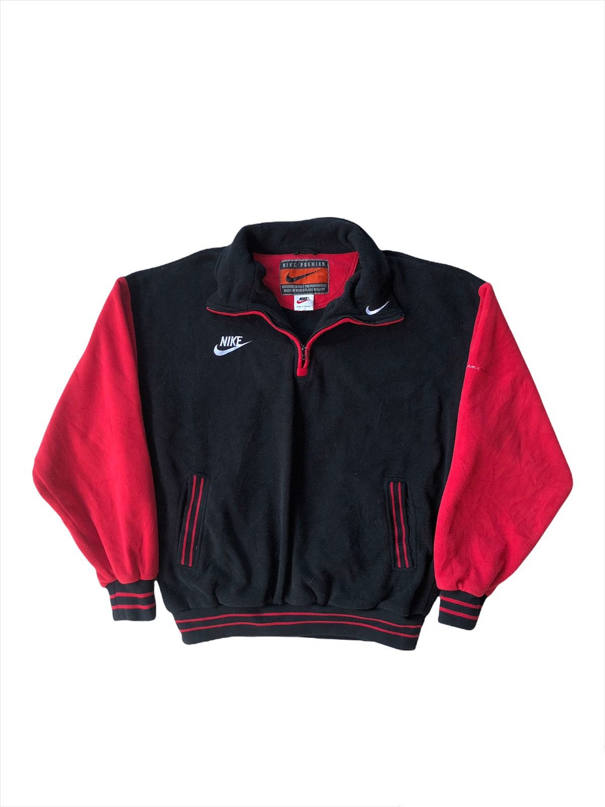 image of Andre Agassi x Nike Sick80S Nike Swoosh Therma Fit Varsity Jacket in Black/Red, Men's (Size XL)