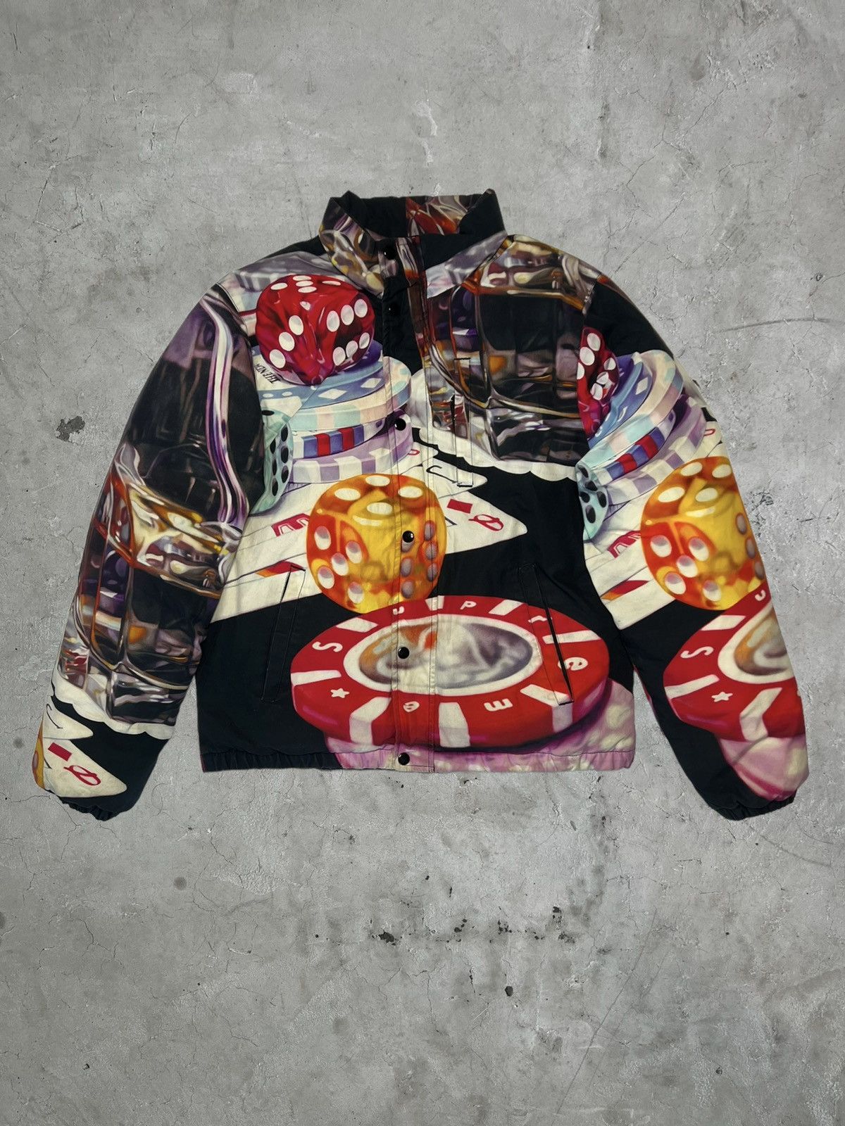 image of Supreme Casino Puffer Jacket in Black, Men's (Size Medium)