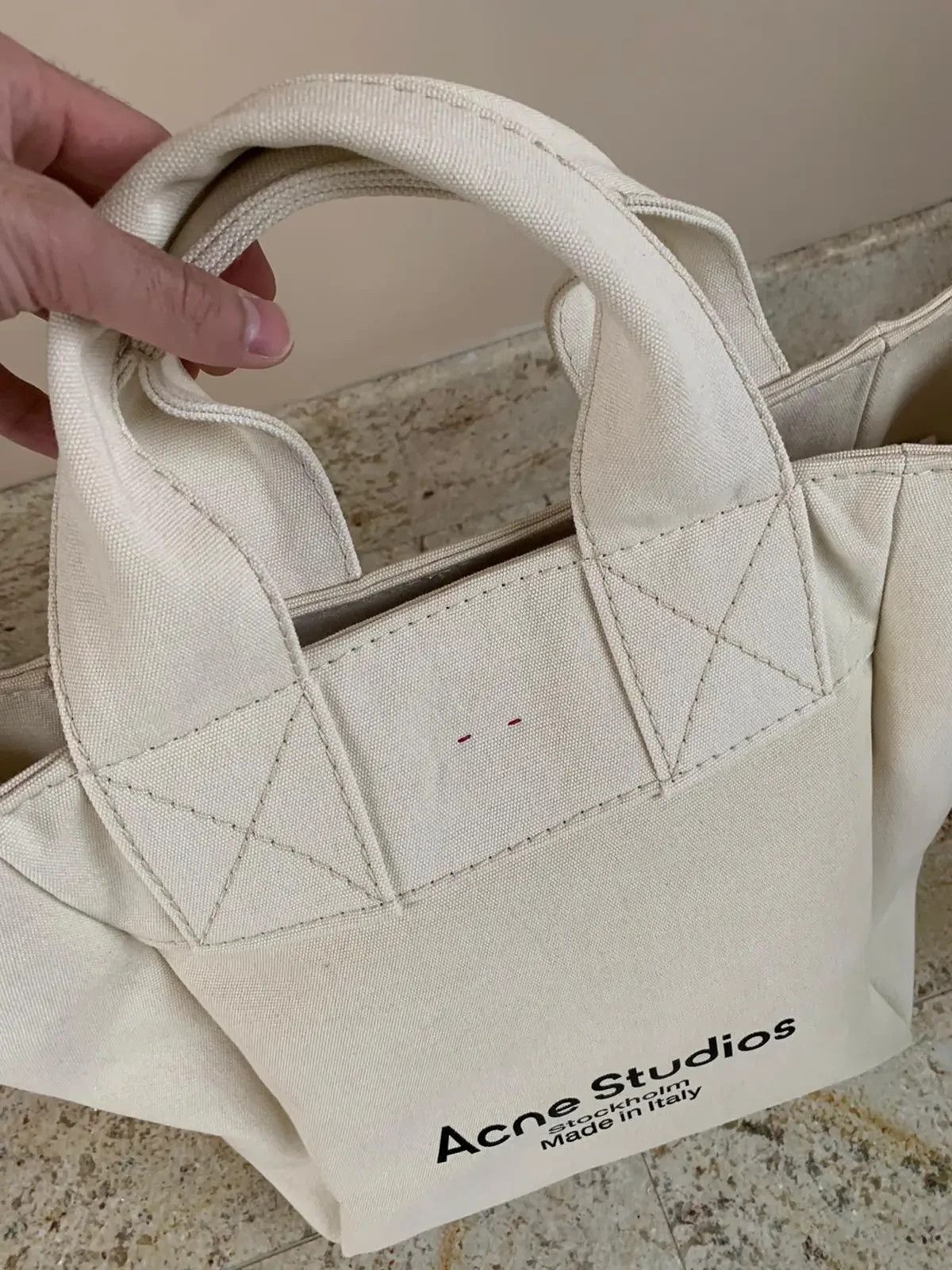 Acne Studios Logo Tote Bag in Ivory Size ONE SIZE - 4 Thumbnail