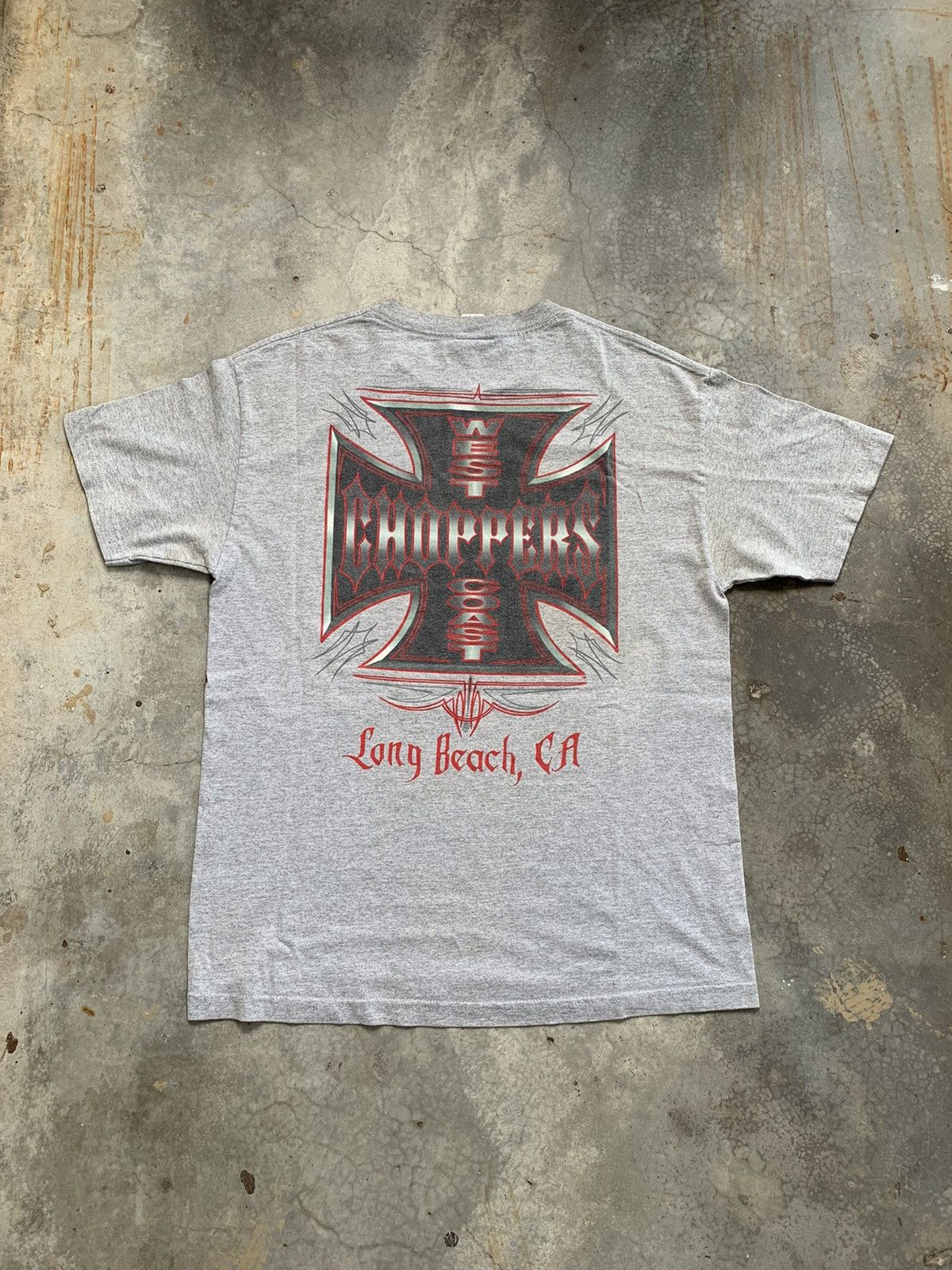 image of Choppers x Racing Vintage West Coast Chopper Paul Walker Fast Furious Tshirt in Grey (Size Large)