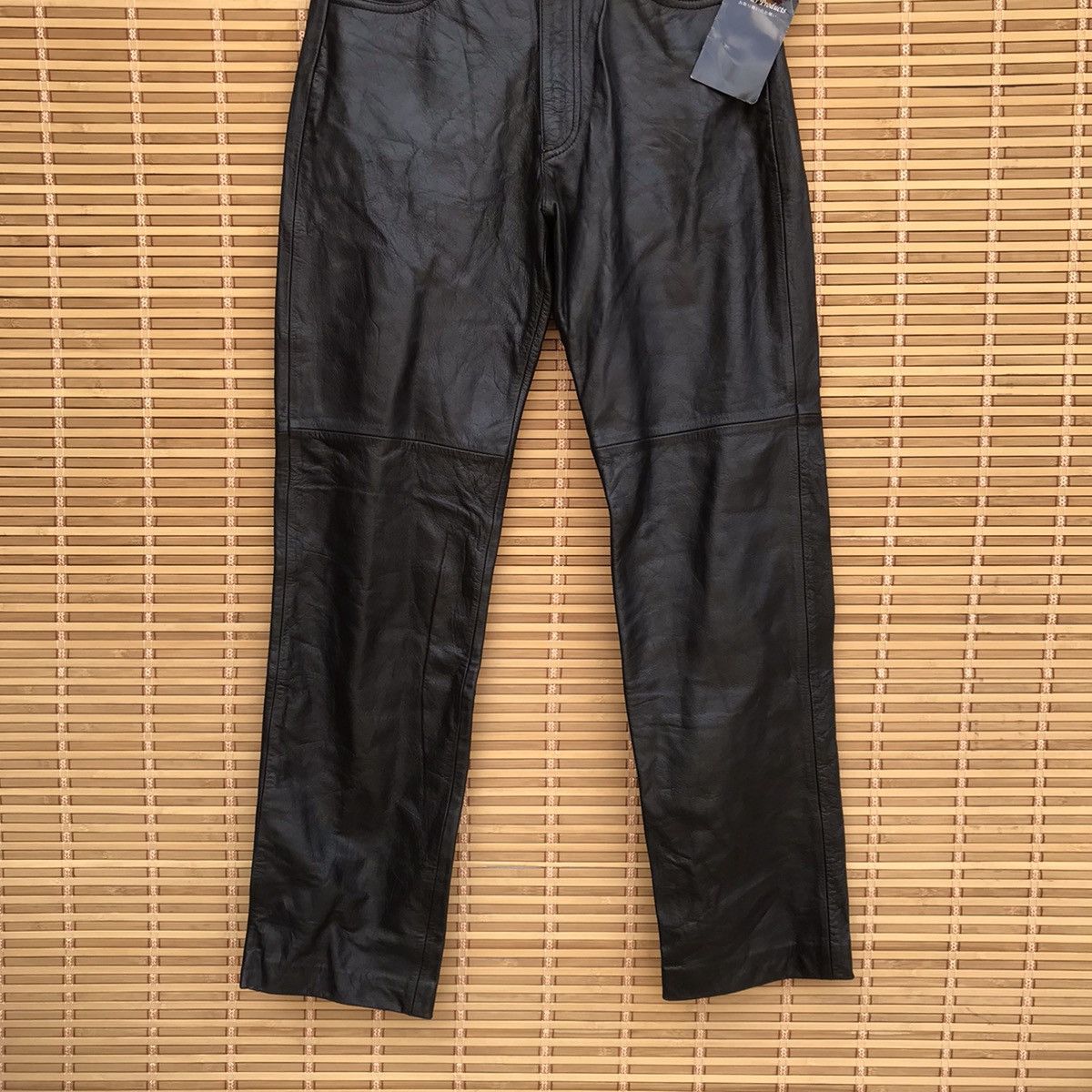 Branded Leather × Japanese Brand Archival leather pant by strawberry leaves japan waist 27 Size US 27 - 3 Thumbnail