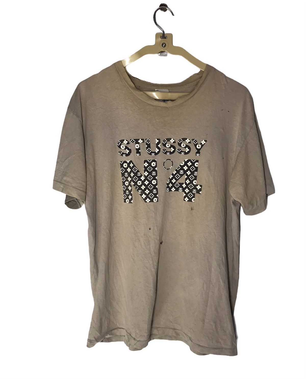 Stussy × Vintage Vintage stussy N.4 tshirt distressed made in usa Size US L / EU 52-54 / 3 - 1 Thumbnail