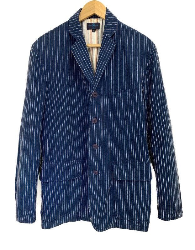 image of 45Rpm x Indigo Railroad Striped Wabash Made In Japan Jacket, Men's (Size Medium)