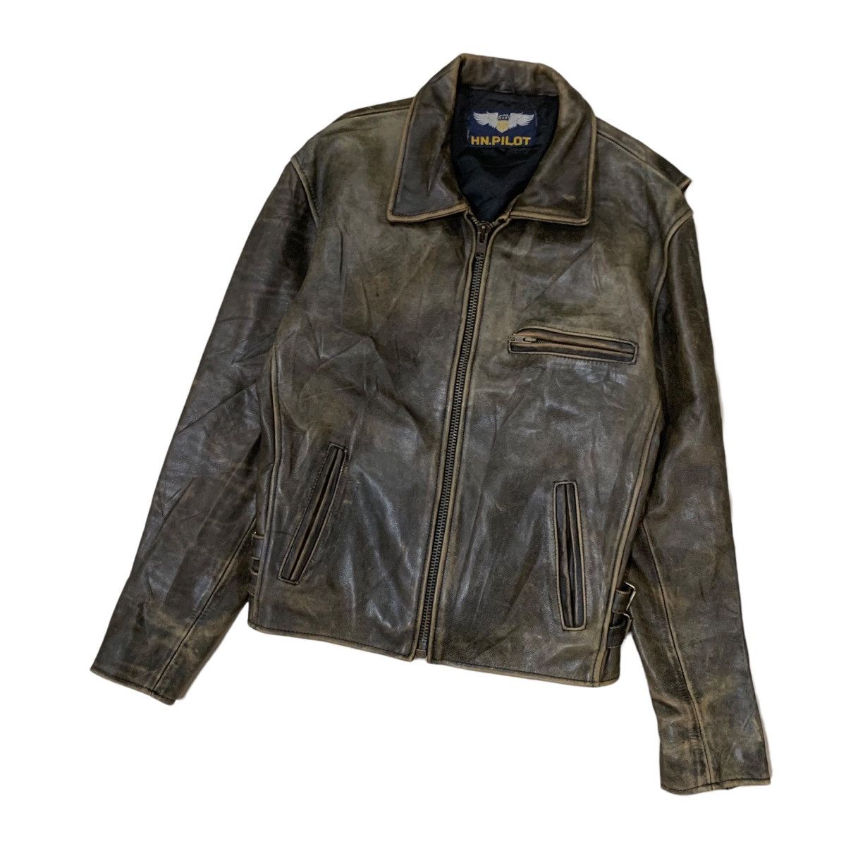 Japanese Brand Vintage H.N Pilot Leather Rider Jacket Size US S / EU 44-46 / 1 - 4 Thumbnail