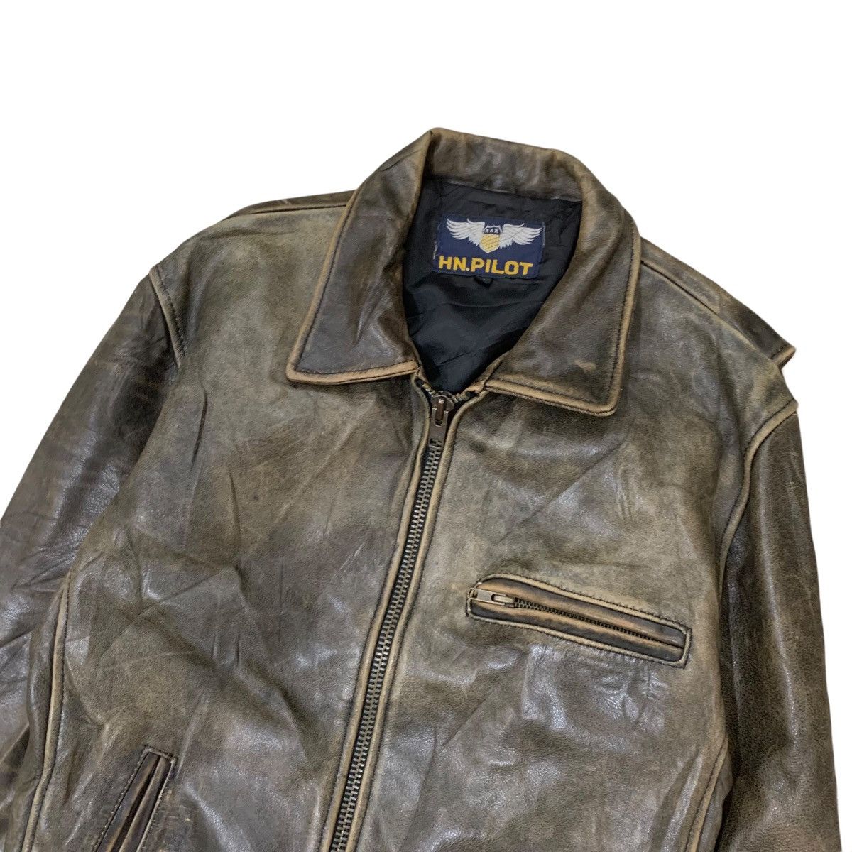 Japanese Brand Vintage H.N Pilot Leather Rider Jacket Size US S / EU 44-46 / 1 - 3 Thumbnail