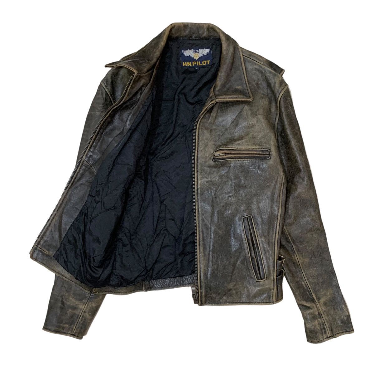 Japanese Brand Vintage H.N Pilot Leather Rider Jacket Size US S / EU 44-46 / 1 - 5 Thumbnail