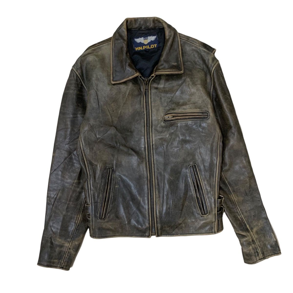 Japanese Brand Vintage H.N Pilot Leather Rider Jacket Size US S / EU 44-46 / 1 - 1 Thumbnail