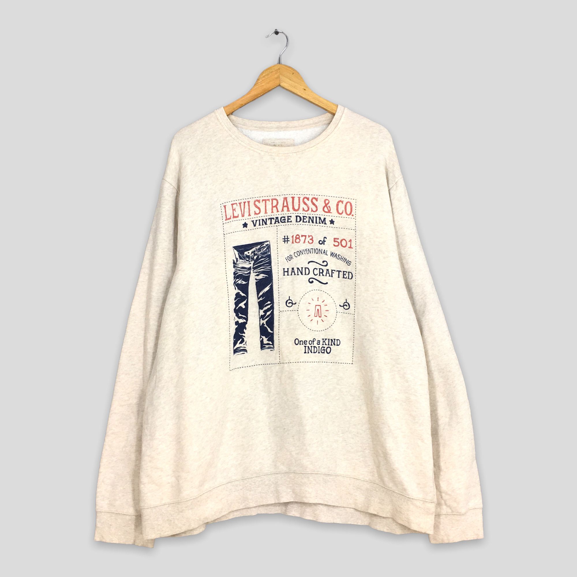 Image of Vintage 1990's Levis Strauss Cream Sweatshirt arge, Men's (Size 2XL)