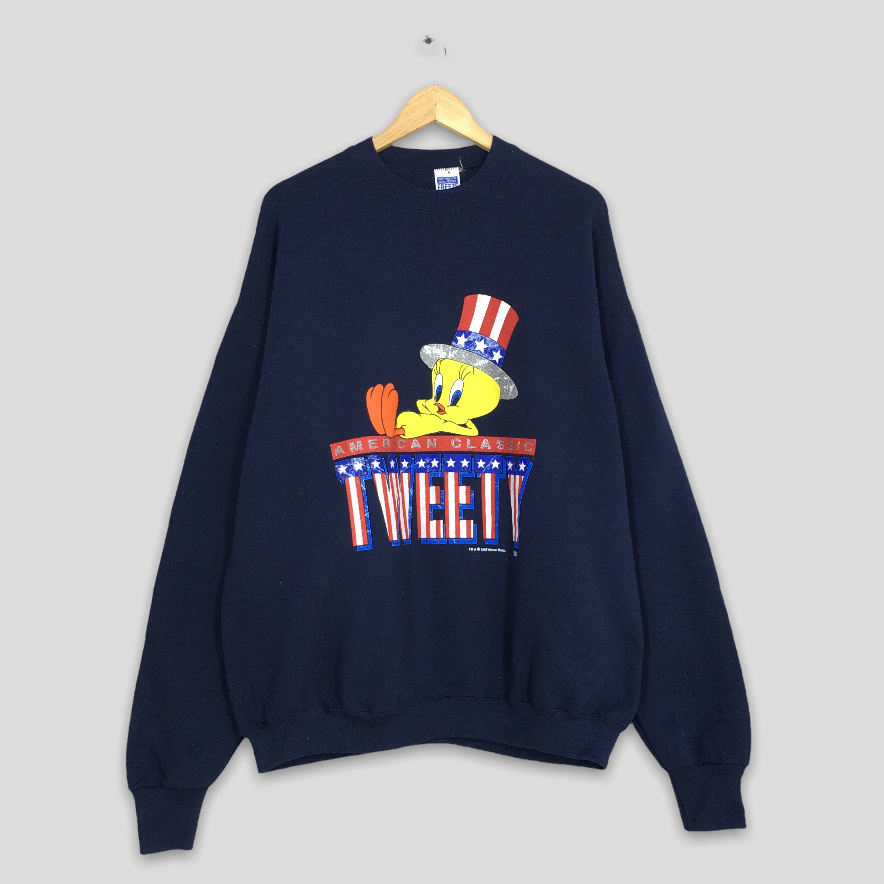 image of Made In USA x Vintage Tweety Yellow Bird American Classic Sweatshirt XL in Dark Blue, Men's