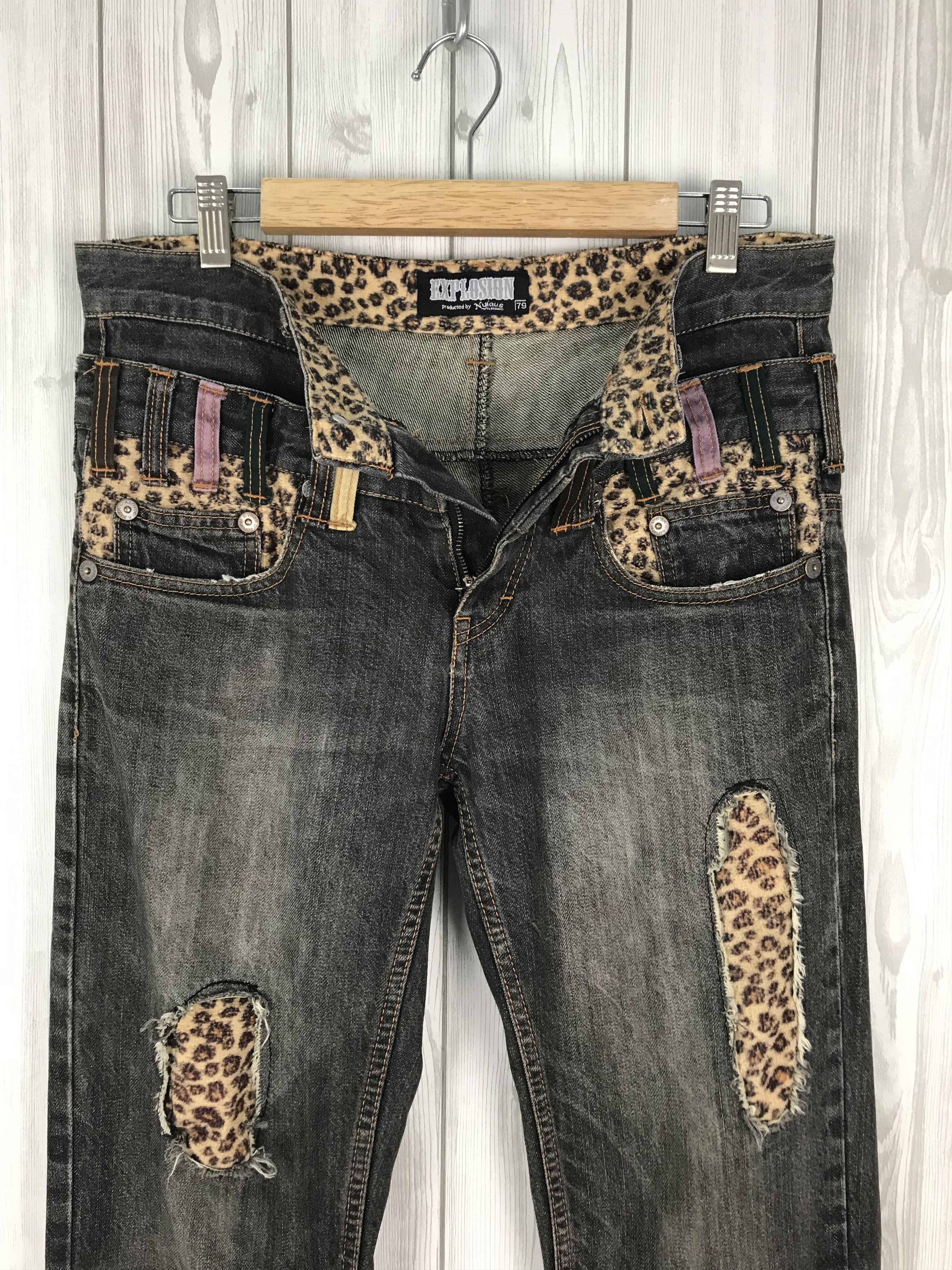 Hysteric Glamour Japanese Brand EXPLOSION Leopard Double Waist Denim Jeans Size US 32 / EU 48 - 3 Thumbnail