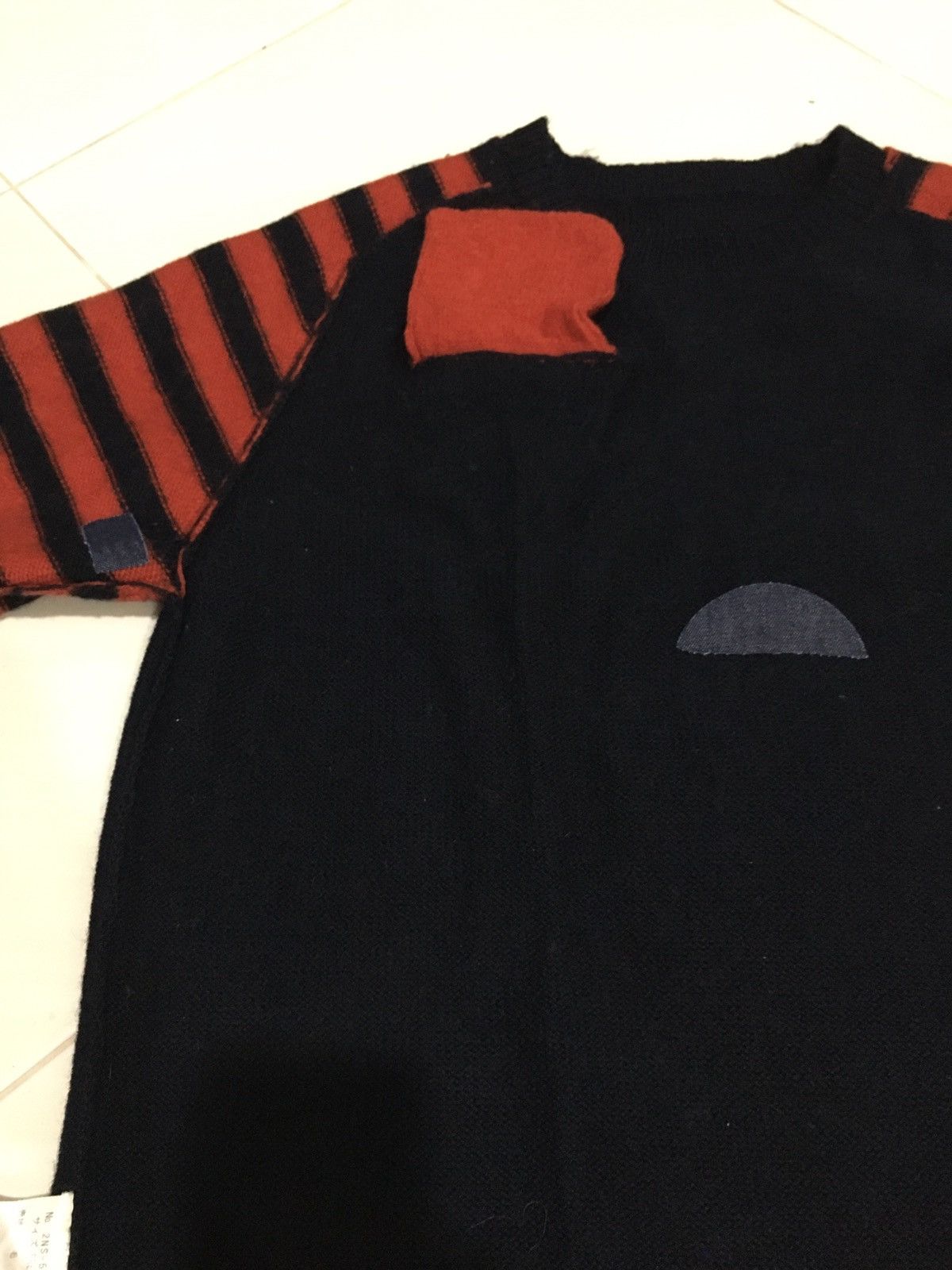 Hysteric Glamour Thrashed Distressed HG Wool Leeve Stripe Pocket Sweater Size US S / EU 44-46 / 1 - 8 Thumbnail