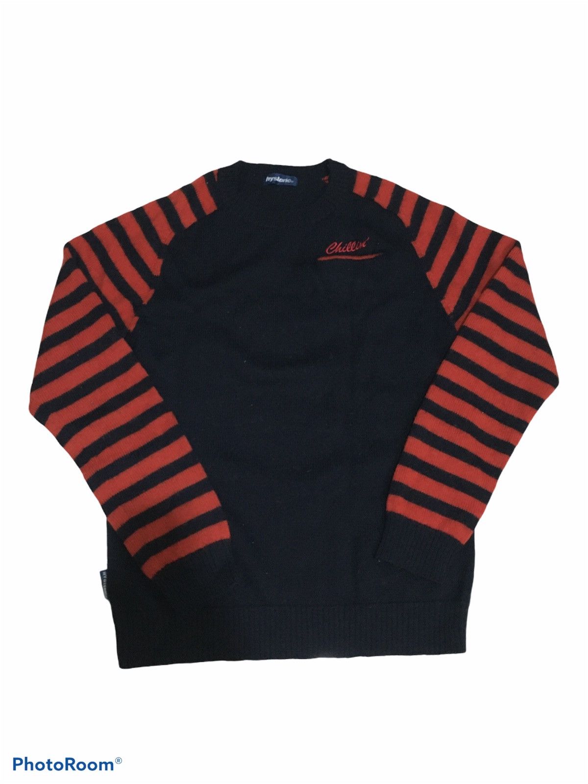 Hysteric Glamour Thrashed Distressed HG Wool Leeve Stripe Pocket Sweater Size US S / EU 44-46 / 1 - 1 Thumbnail