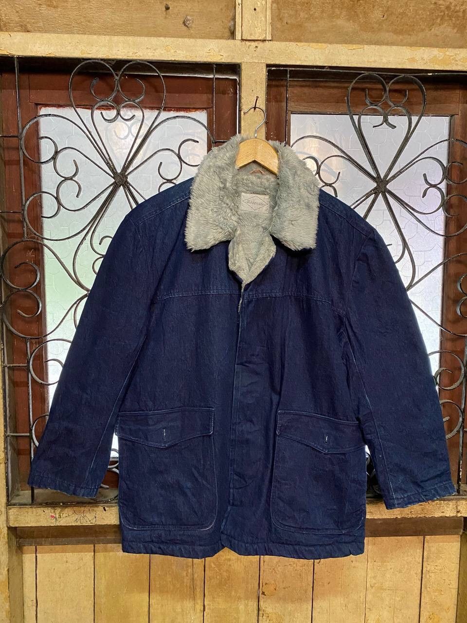 Japanese Brand VINTAGE RIVERSON DENIM FAUX FUR JACKET Size US L / EU 52-54 / 3 - 5 Thumbnail