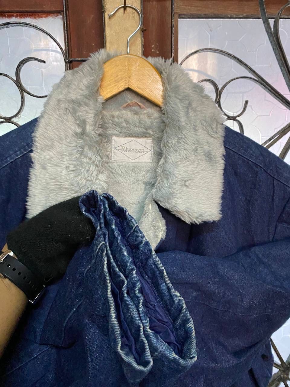 Japanese Brand VINTAGE RIVERSON DENIM FAUX FUR JACKET Size US L / EU 52-54 / 3 - 9 Thumbnail