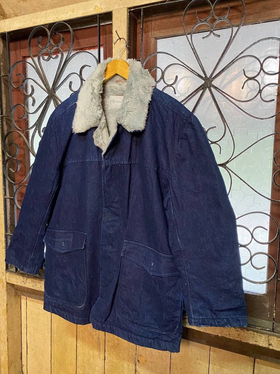 Japanese Brand VINTAGE RIVERSON DENIM FAUX FUR JACKET Size US L / EU 52-54 / 3 - 7 Thumbnail