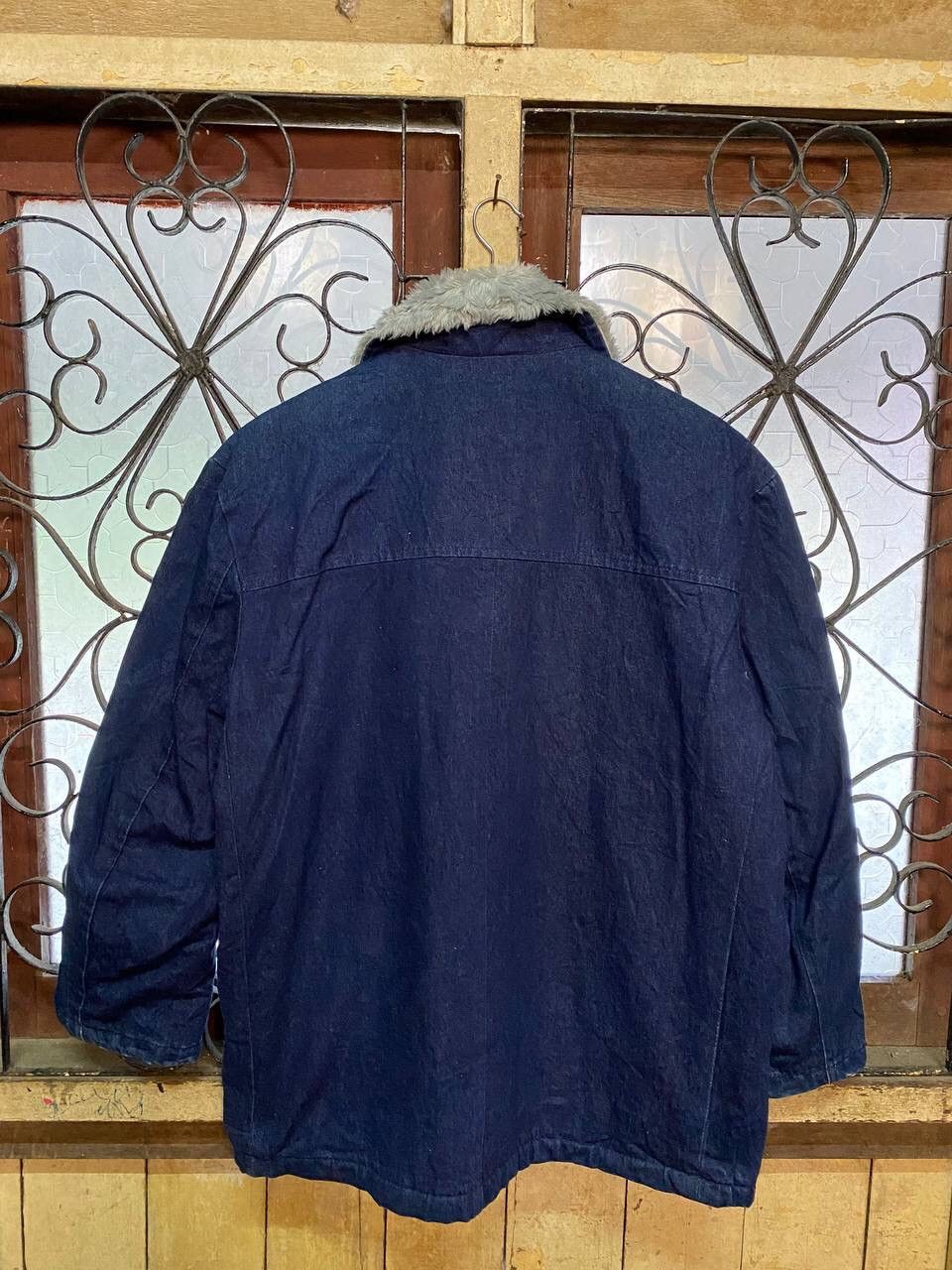 Japanese Brand VINTAGE RIVERSON DENIM FAUX FUR JACKET Size US L / EU 52-54 / 3 - 10 Thumbnail
