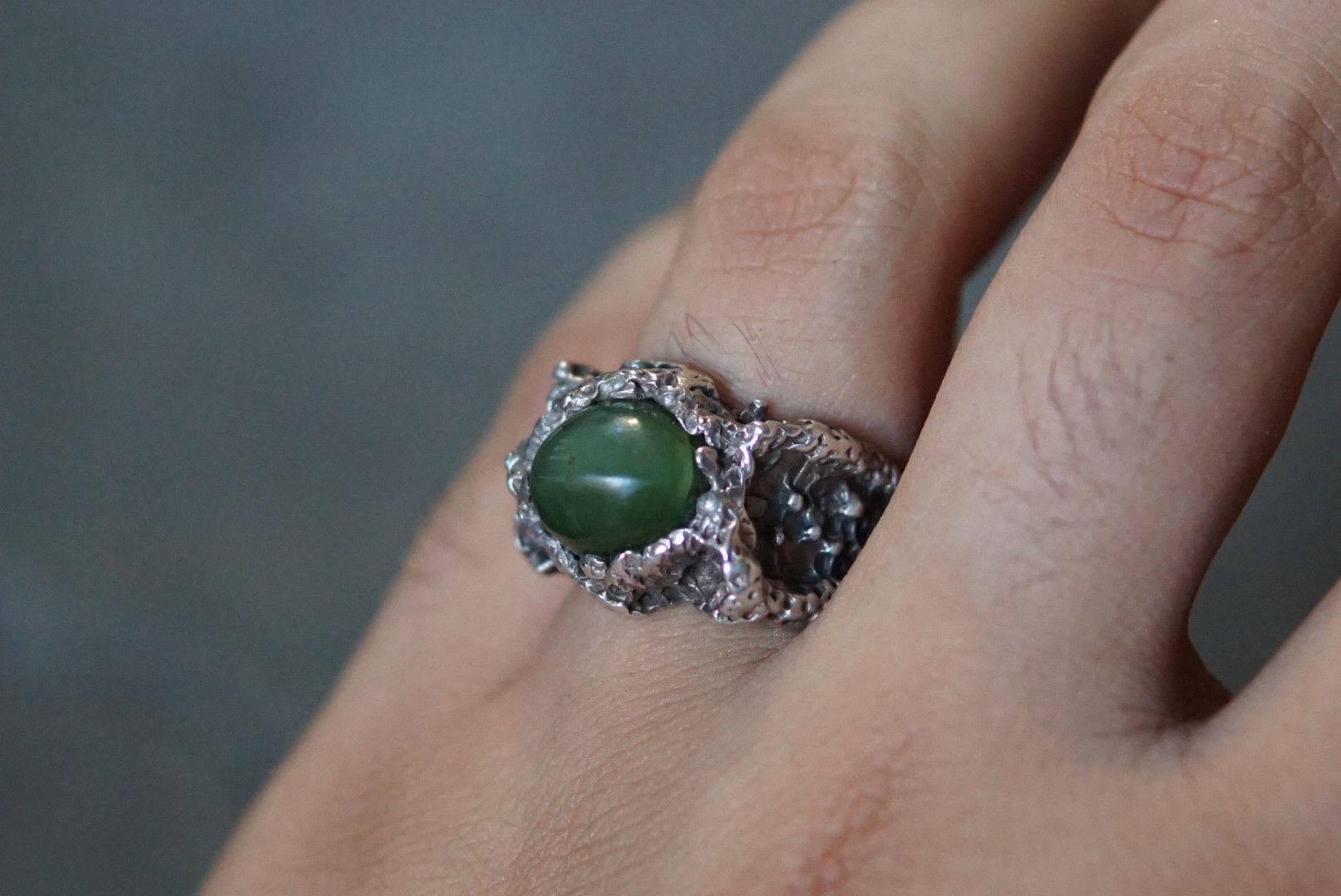 Jewelry Vintage Sterling Silver Ring 8.25 Brutalist Avant Garde Size ONE SIZE - 10 Thumbnail