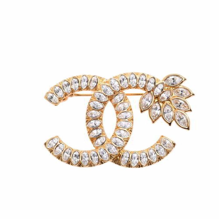 Chanel CHANEL Rhinestone Cocomark Brooch - Gold Metal | Grailed