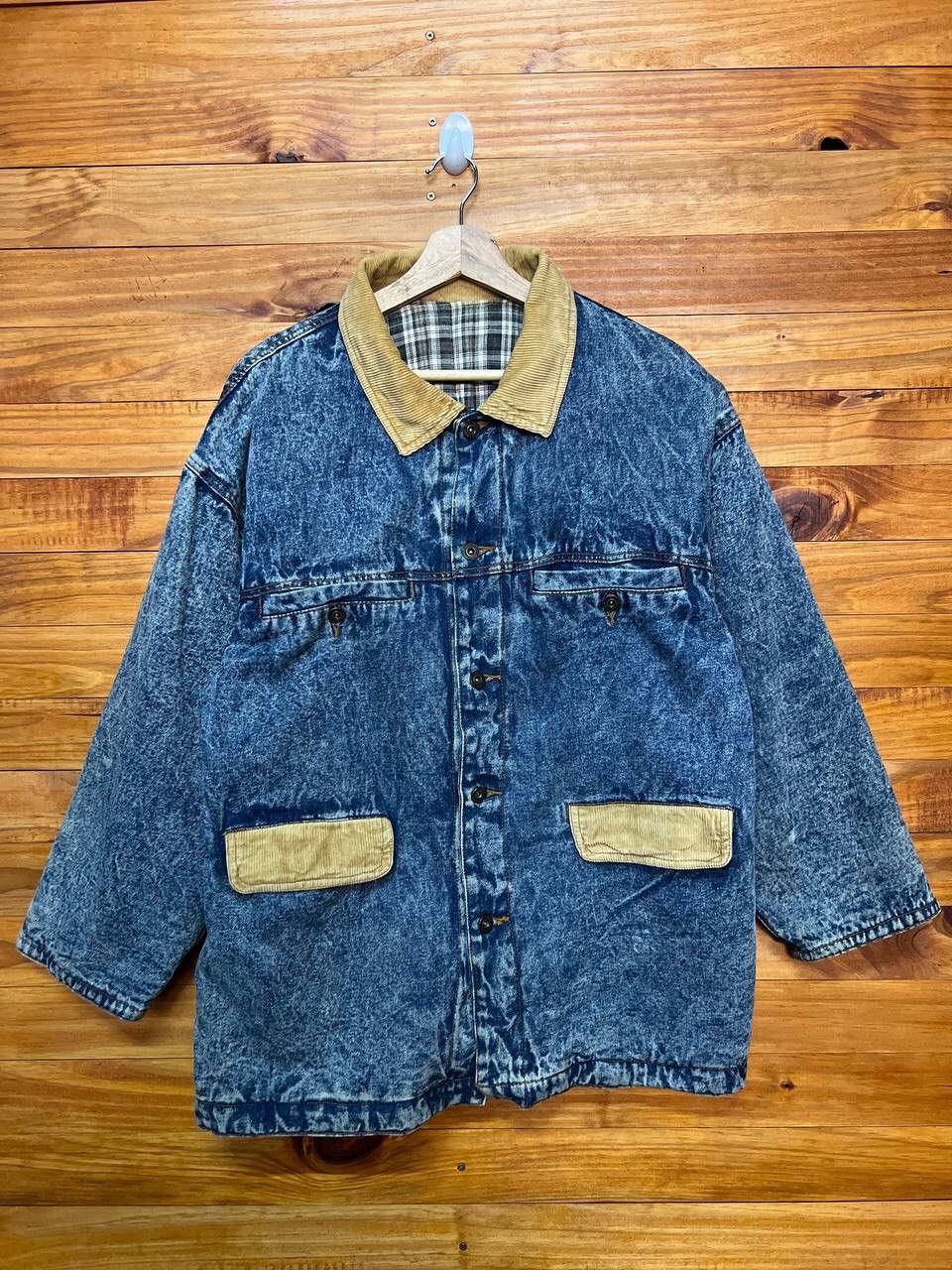 image of International World Jeans Acid Wash Denim Jacket in Blue Acid Wash, Men's (Size Medium)