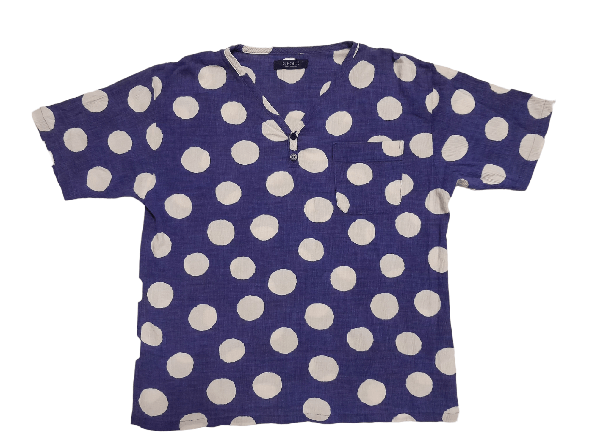 Japanese Brand G. House Japan Polka Dot Shirt Half Button (E911) Size US L / EU 52-54 / 3 - 1 Thumbnail