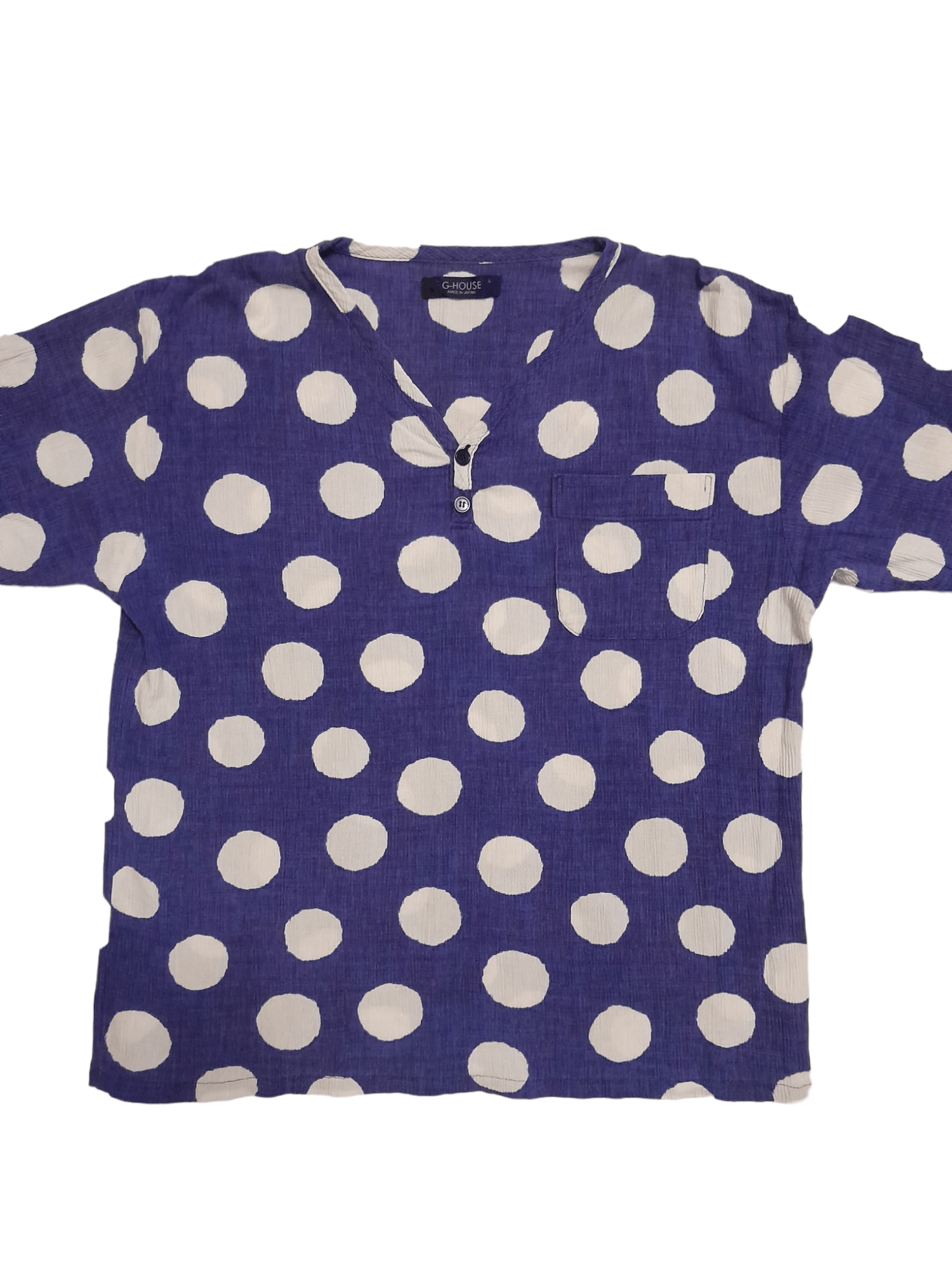 Japanese Brand G. House Japan Polka Dot Shirt Half Button (E911) Size US L / EU 52-54 / 3 - 2 Thumbnail