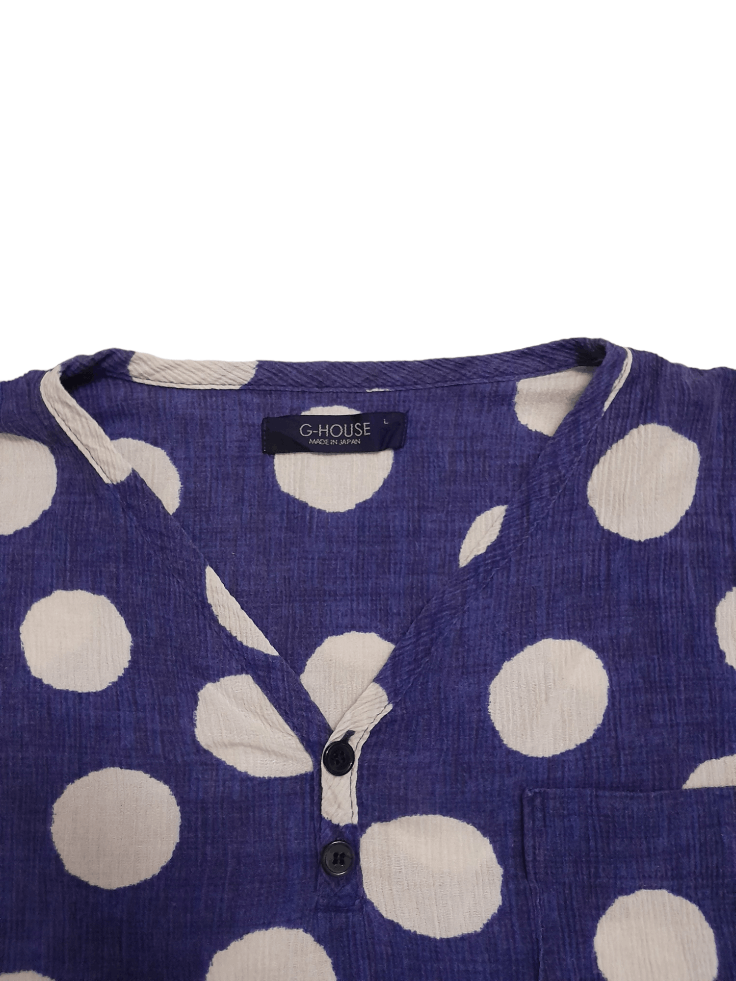 Japanese Brand G. House Japan Polka Dot Shirt Half Button (E911) Size US L / EU 52-54 / 3 - 3 Thumbnail