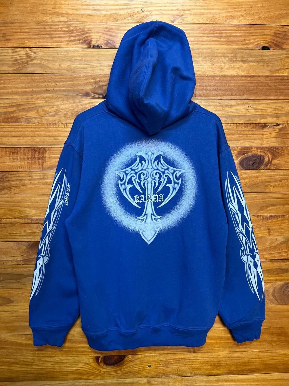 Japanese Brand VINTAGE KARMA BIG LOGO HOODIE Size US L / EU 52-54 / 3 - 1 Thumbnail