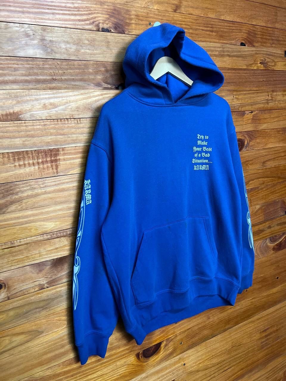 Japanese Brand VINTAGE KARMA BIG LOGO HOODIE Size US L / EU 52-54 / 3 - 11 Thumbnail