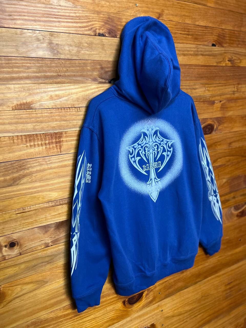 Japanese Brand VINTAGE KARMA BIG LOGO HOODIE Size US L / EU 52-54 / 3 - 2 Thumbnail