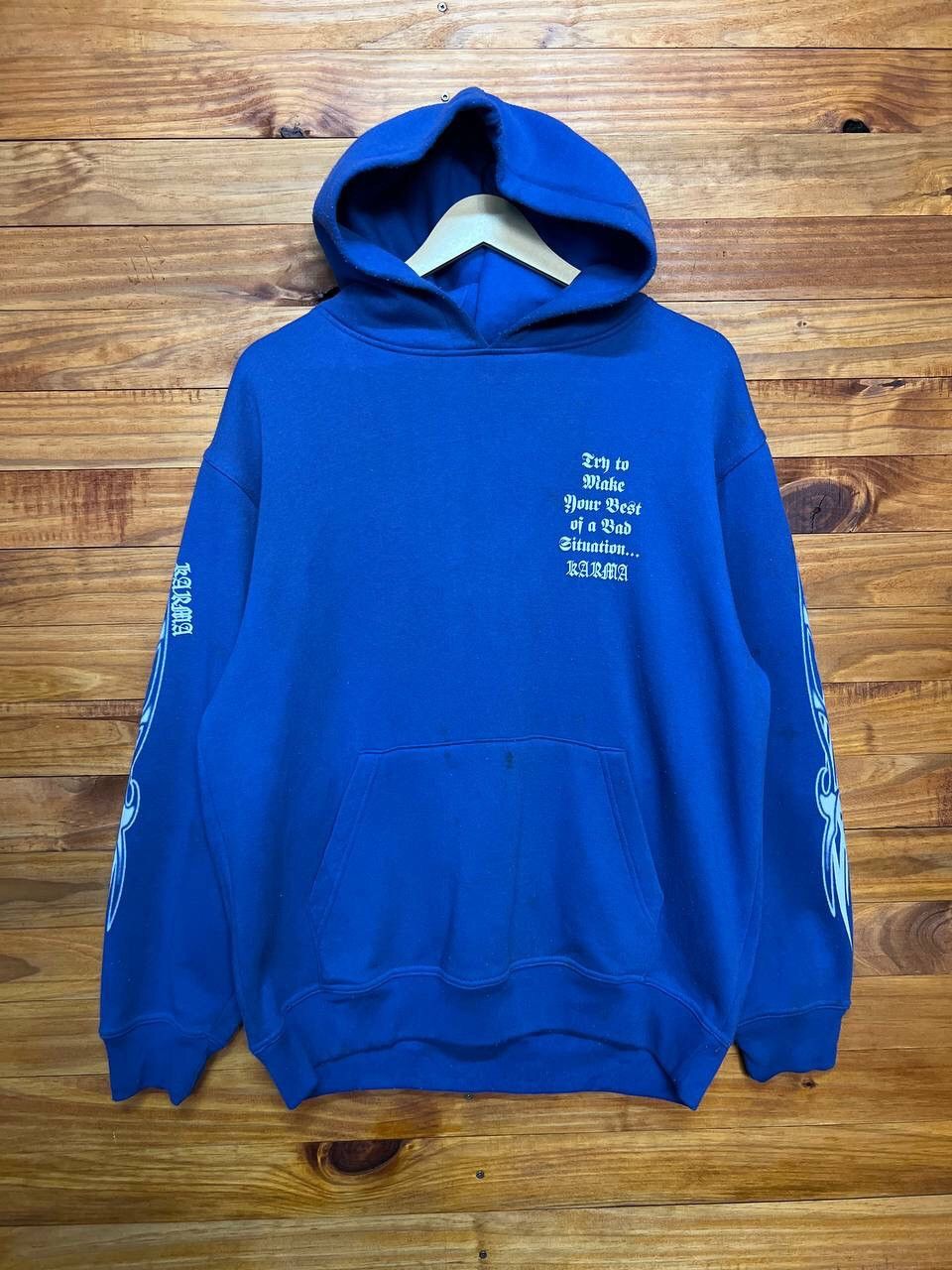 Japanese Brand VINTAGE KARMA BIG LOGO HOODIE Size US L / EU 52-54 / 3 - 10 Thumbnail