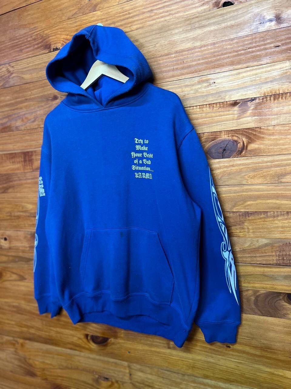 Japanese Brand VINTAGE KARMA BIG LOGO HOODIE Size US L / EU 52-54 / 3 - 9 Thumbnail