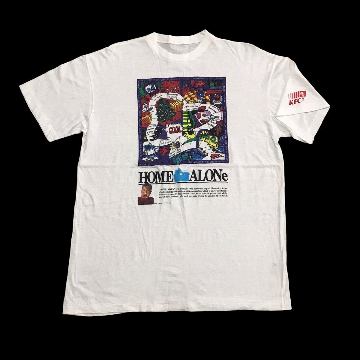 image of Movie x Vintage 1991 Home Alone By Kentucky Fried Chicken Tee Shirt in White, Men's (Size Large)