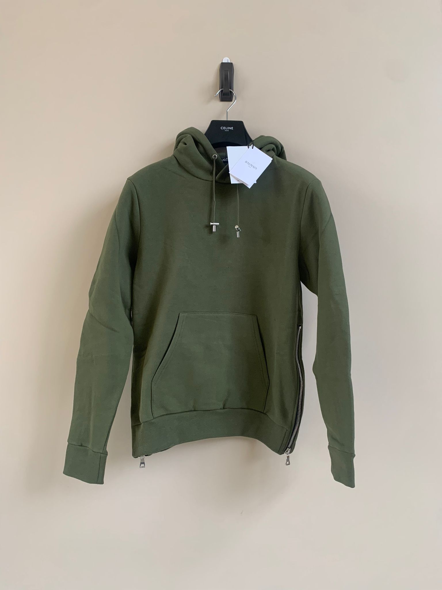 Balmain Pullover Dual Zip Hoodie in Military Green Size US M / EU 48-50 / 2 - 2 Thumbnail