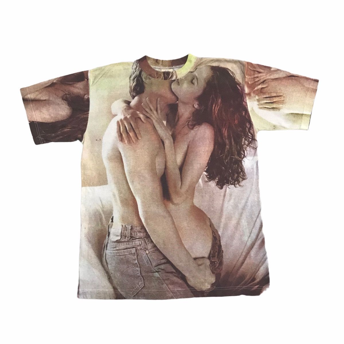 image of Pop Magazine x Vintage Bootleg Hug Kiss Fullprint By Bruce Weber Tee in Brown, Men's (Size Large)