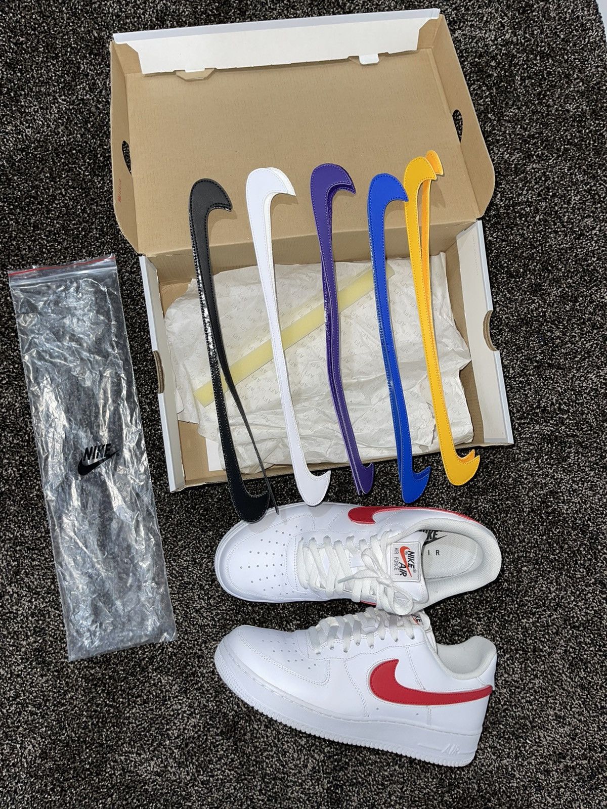image of Nike Air Force 1 Low White Swoosh Pack All Star 2018 Shoes, Men's (Size 10)
