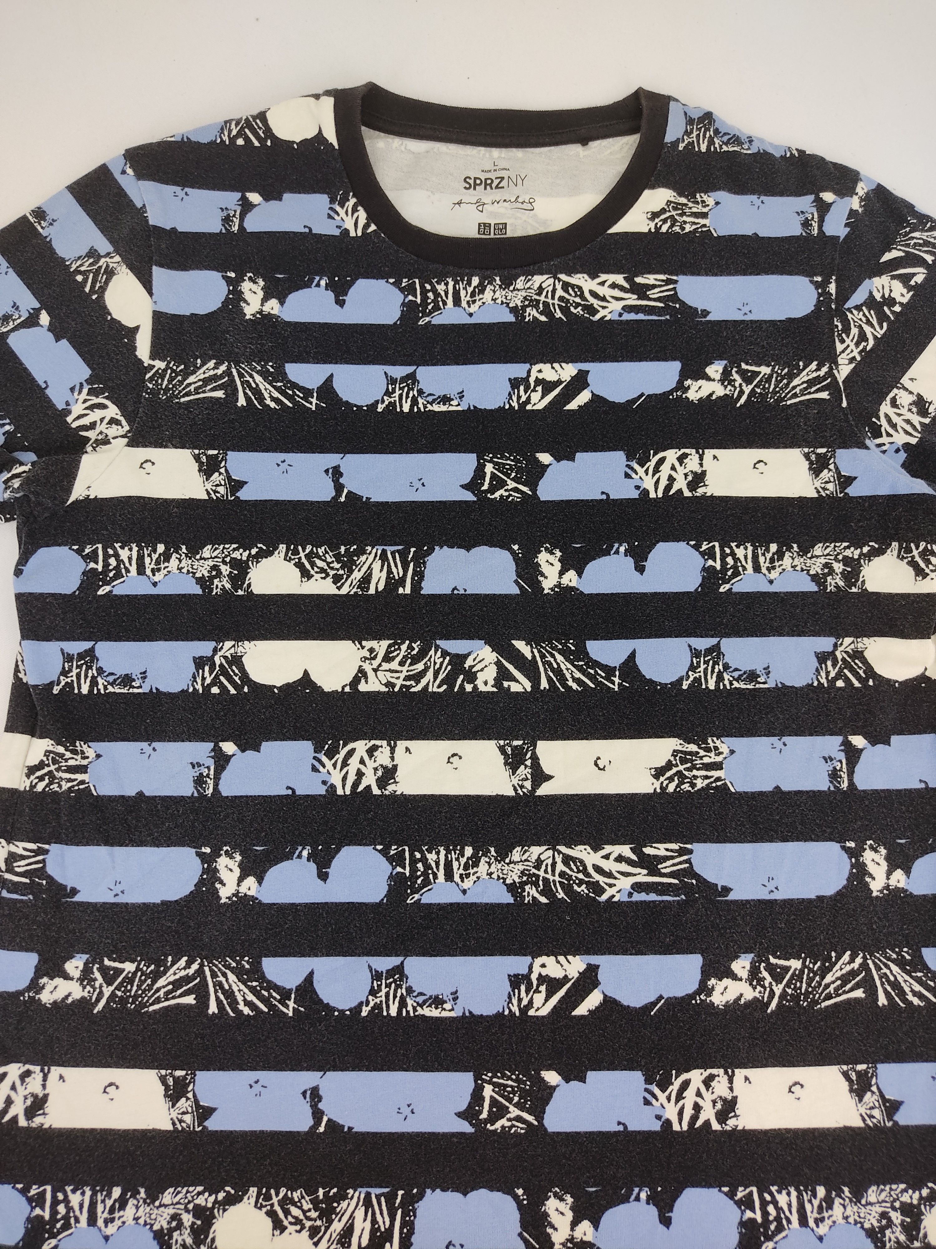 Designer × Japanese Brand × Uniqlo Andy Warhol All Over Printed Floral Flower Striped Tee Size US S / EU 44-46 / 1 - 2 Thumbnail