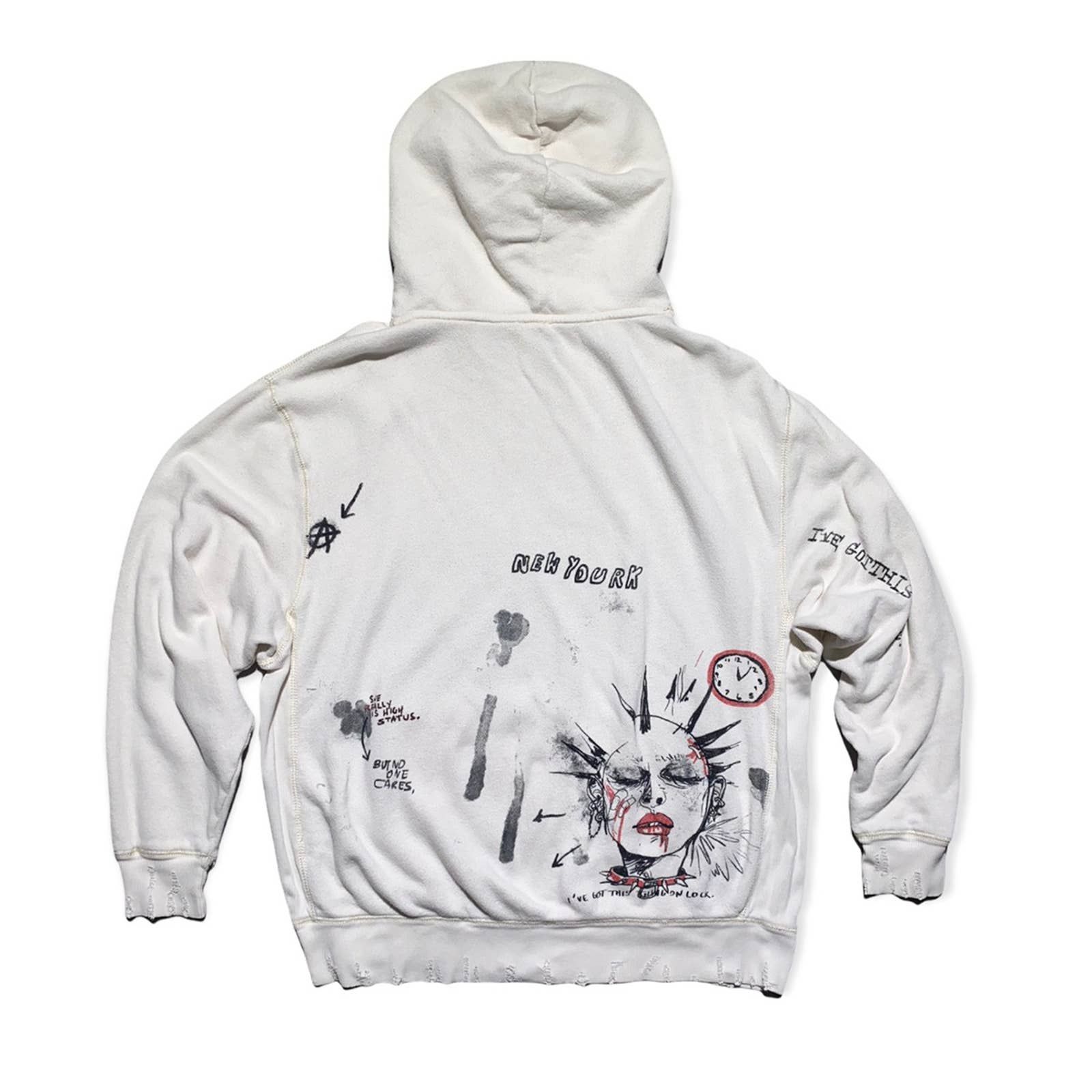 Pre-owned R13 Doodle Punk Hoodie Fw17 In White