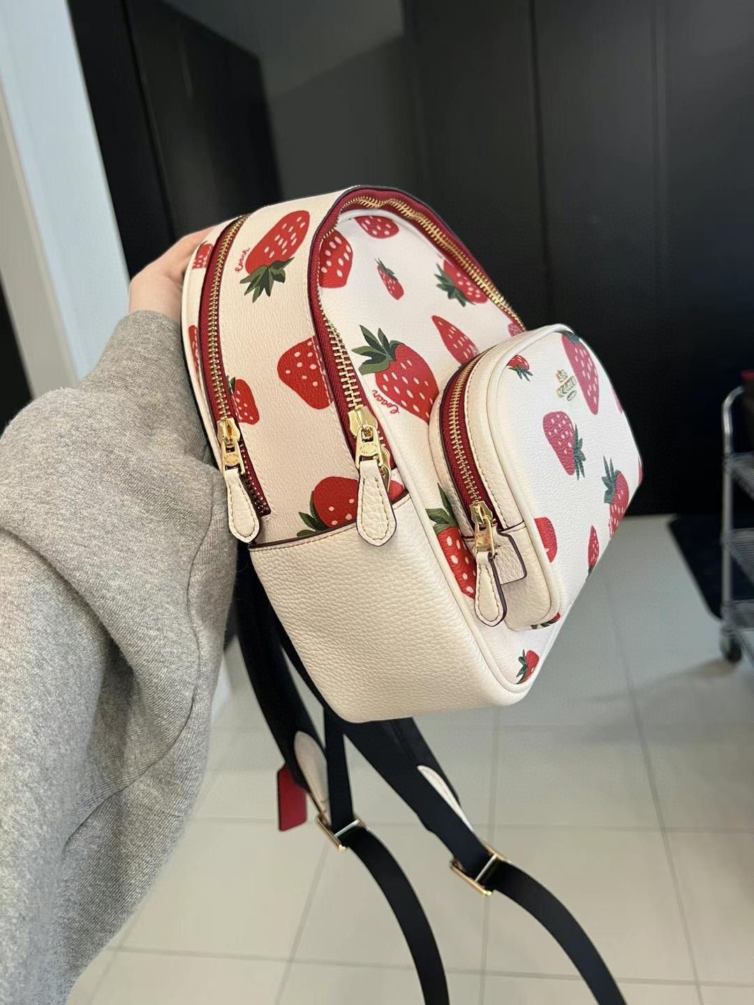 Coach Mini Court Backpack Bag Charm With deals Wild Strawberry Print C1019