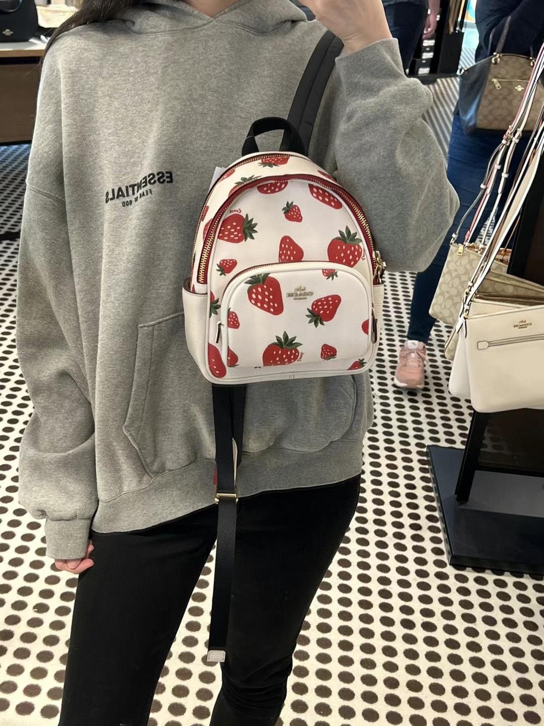 Coach Mini Court Backpack Bag Charm With Wild Strawberry buy Print