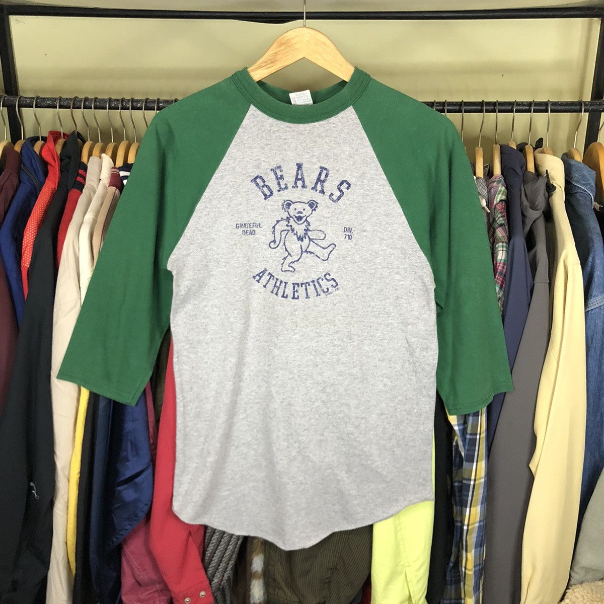 image of Band Tees x Grateful Dead Vintage 90's Grateful Dead Raglan T-Shirt 50/50 By Agusta in Gray/Green (