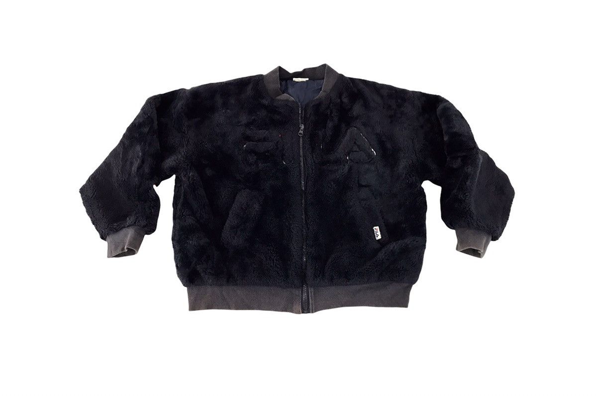 image of Fila Pink Latte Wool Fleece Bomber Style Quilted Inner in Black, Men's (Size Medium)