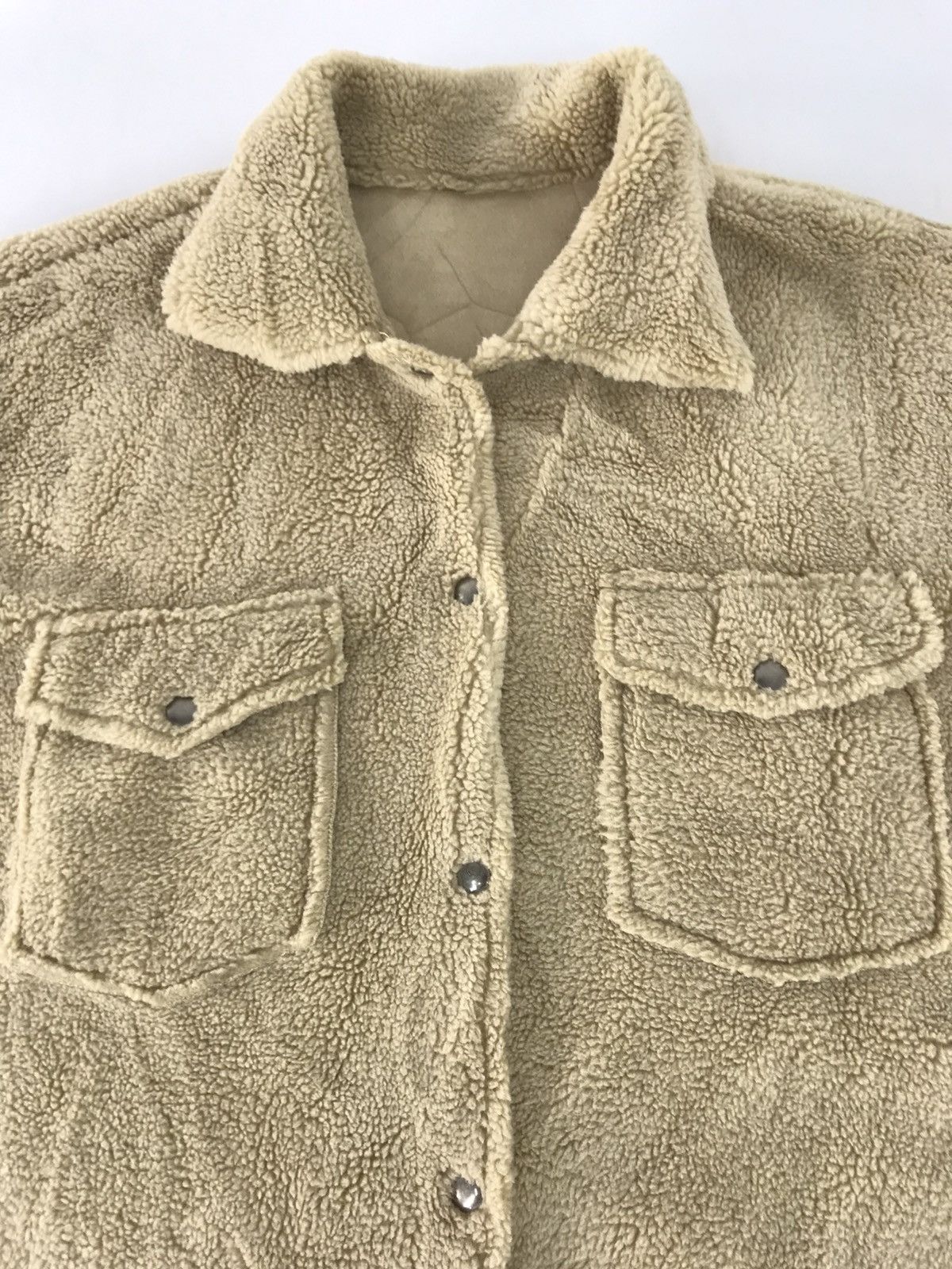 Japanese Brand Nang9 Fluffy Button Up Wool Fleece Double Pocket Shirt Size XL / US 12-14 / IT 48-50 - 3 Thumbnail