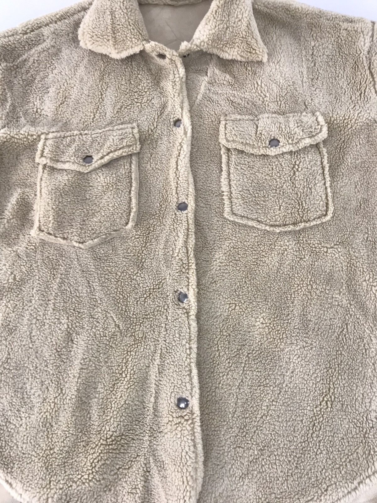 Japanese Brand Nang9 Fluffy Button Up Wool Fleece Double Pocket Shirt Size XL / US 12-14 / IT 48-50 - 2 Thumbnail