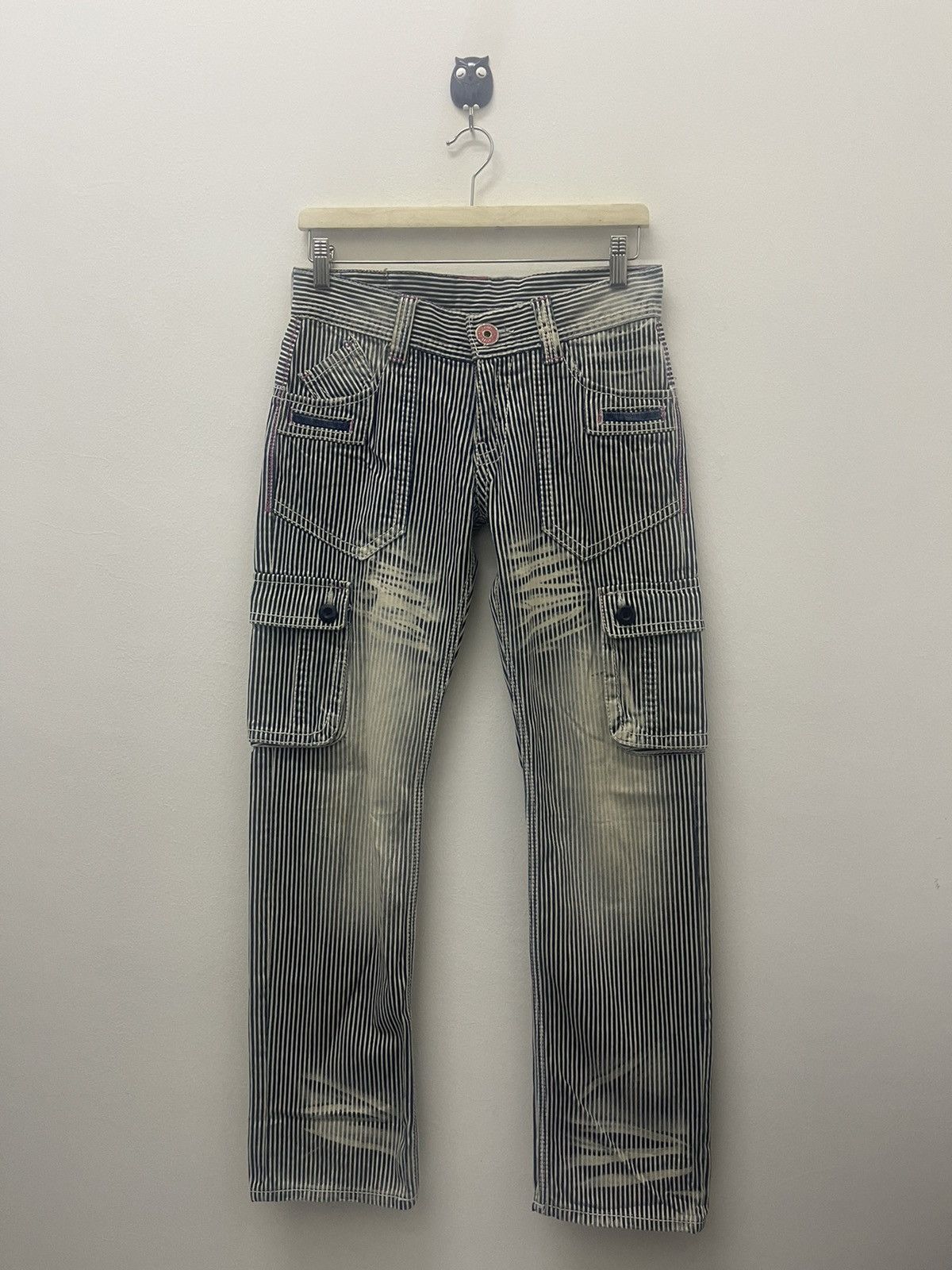 Japanese Brand Rare Vintage BLUE MOON BLUE Striped Multi Pockets Patches Size US 28 / EU 44 - 4 Thumbnail