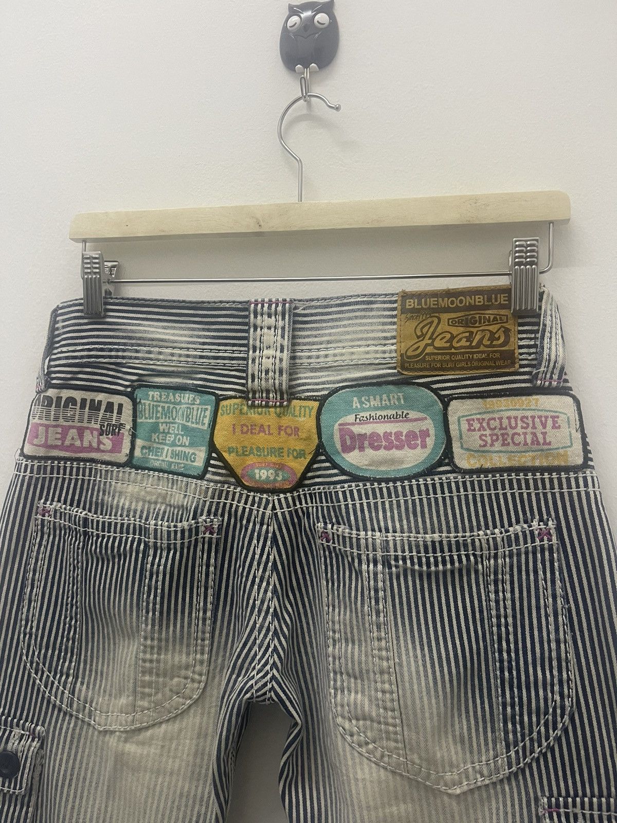 Japanese Brand Rare Vintage BLUE MOON BLUE Striped Multi Pockets Patches Size US 28 / EU 44 - 3 Thumbnail