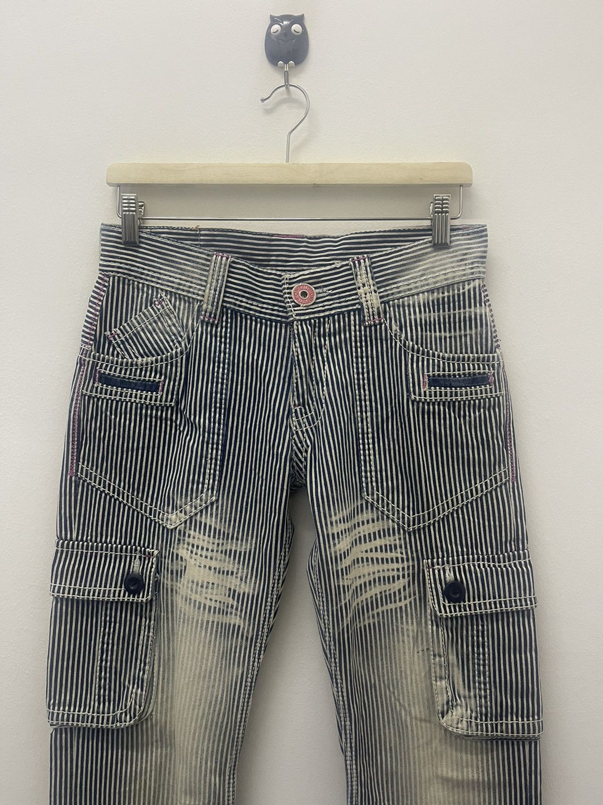 Japanese Brand Rare Vintage BLUE MOON BLUE Striped Multi Pockets Patches Size US 28 / EU 44 - 5 Thumbnail
