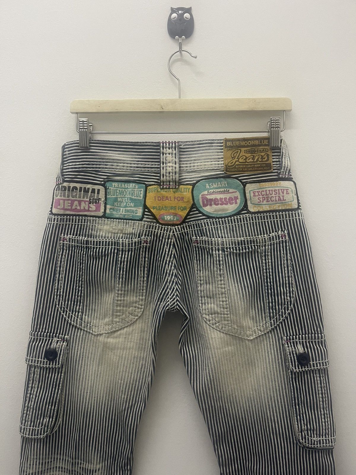 Japanese Brand Rare Vintage BLUE MOON BLUE Striped Multi Pockets Patches Size US 28 / EU 44 - 2 Thumbnail